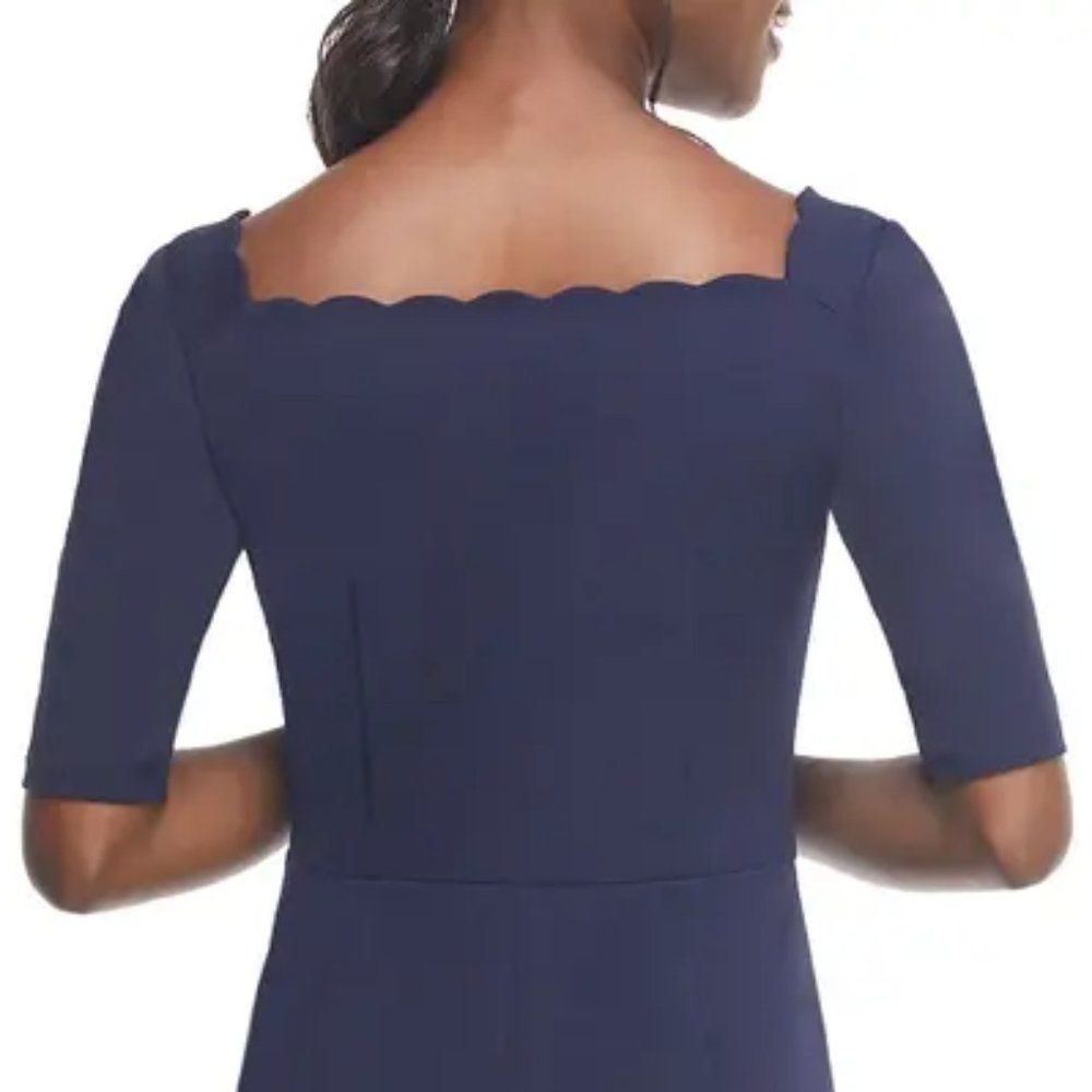 Gal Meets Glam Collection Maria Scallop Scuba Crepe Fit & Flare Dress View 4